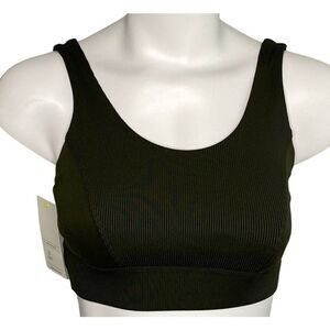 All In Motion Sports Bra Womens LARGE‎ Dark Green Very Soft Removable-Cup NEW
